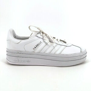 Adidas Gazelle Platform Bold Triple White Sneakers Size Womens US 10 Lace Up